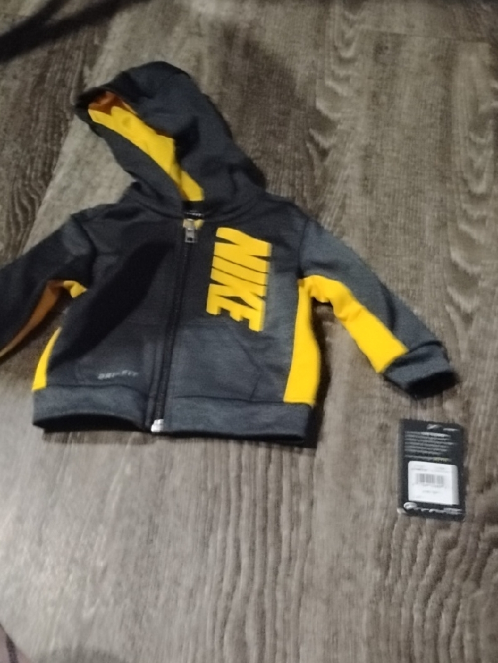 Nike Kids Hooded Zip Sweatshirt in Black and Yellow